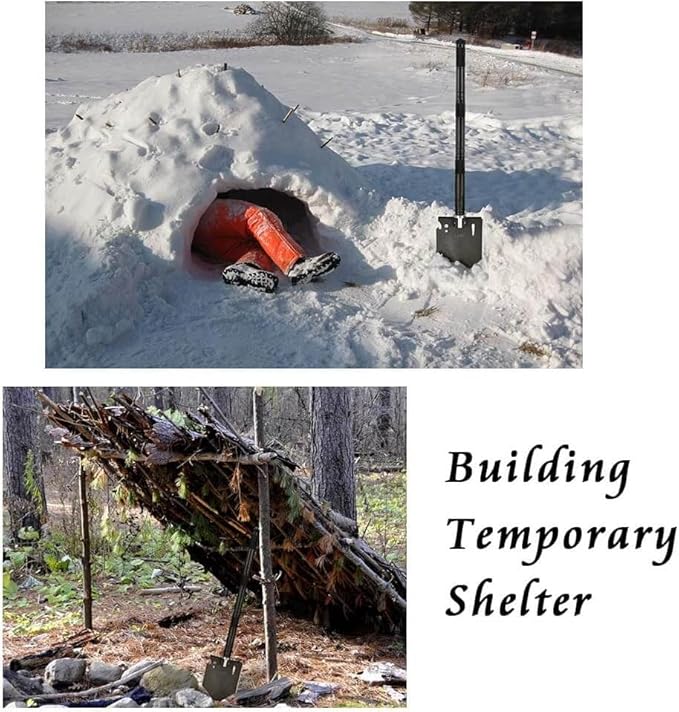 iunio Camping Shovel,Shovel Folding, Portable, Multitool, Foldable Entrenching Tool, Collapsible Spade, for Backpacking, Trenching, Hiking, Survival, Car Emergency