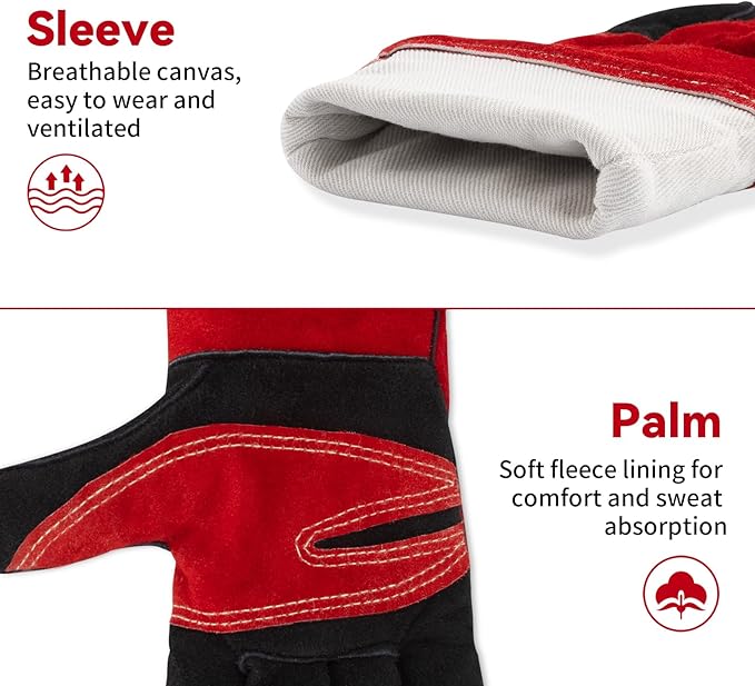 16 Inch Welding Gloves Heat Resistant 932°F for MIG/TIG/Stick Welding/Forging