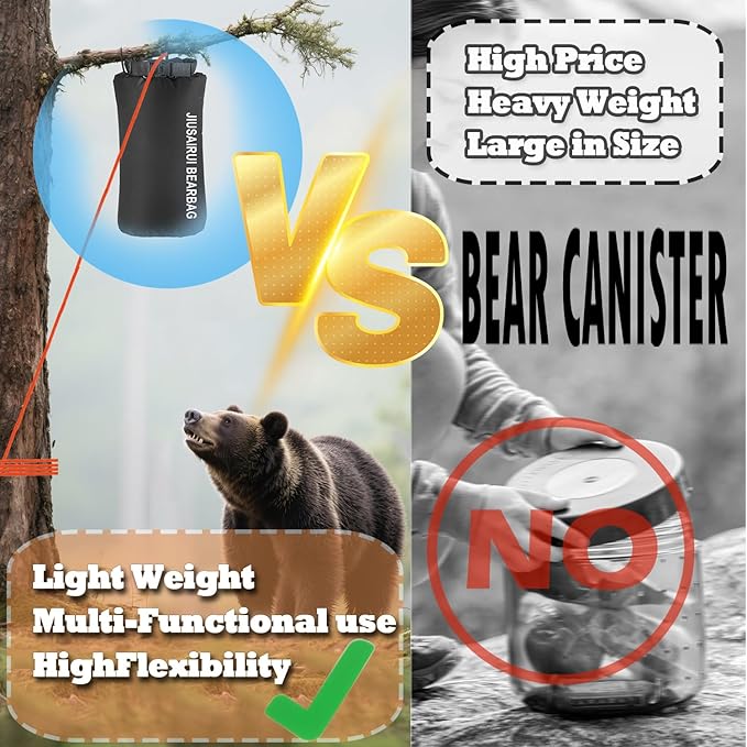 6.7Oz Ultralight Bear Bag Hanging Kit: 30D Waterproof Bear Proof Food Storage for Backpacking and Camping Alternative to Bear Canister (5L)