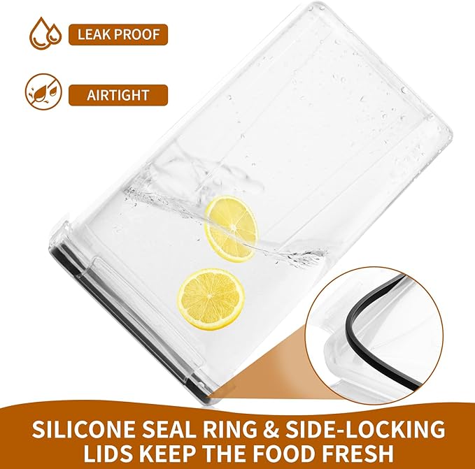 4 Pack Extra Large Airtight Food Storage Containers with Lids (6.5L / 220 oz), BPA Free Plastic Kitchen and Pantry Organization Contianers for Cereal Flour and Sugar Storage, Labels & Marker