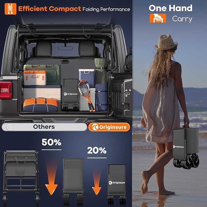 220L Collapsible Wagon Cart Foldable, 460LB Load Capacity Heavy Duty Folding Beach Wagons with Big All-Terrain Wheels, Utility Carts for Groceries, Shopping, Camping, Sports - Grey