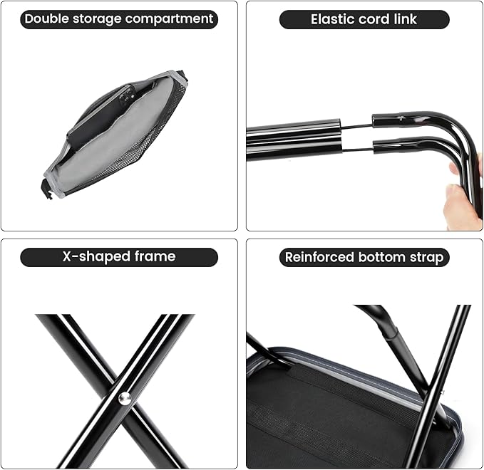 Camping Stool，Portable Foldable Shoulder Bag Stool Adult Collapsible Chairs for Fishing Outdoor Hiking 300 LBS Load