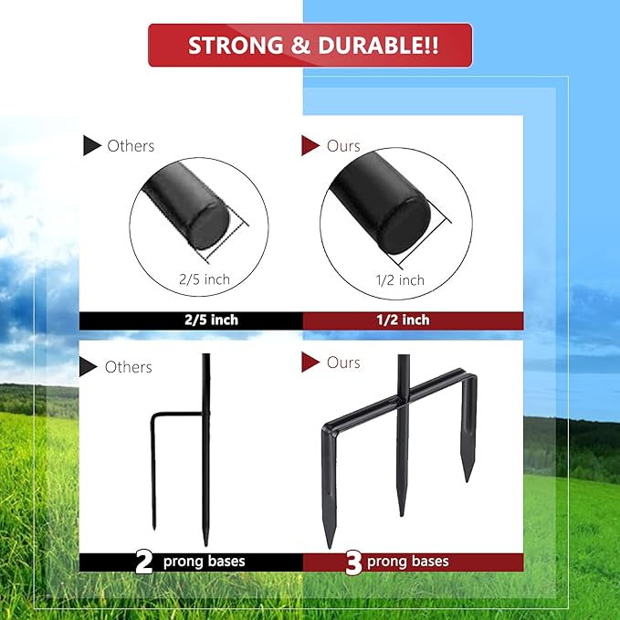 2 Pack Shepherd Hook 31 inch 1/2 inch Thick Use at Weddings, Hanging Solar Lights, Lanterns, Bird Feeders, Metal Hanger Hook (Black, 31 inch). U.S. Patent.