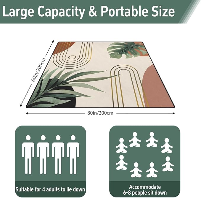 Extra Large Picnic Outdoor Blanket 80''x80'' Waterproof and Sandproof Picnic Mat for Beach Foldable Camping Accessories for Grass Lawn Park