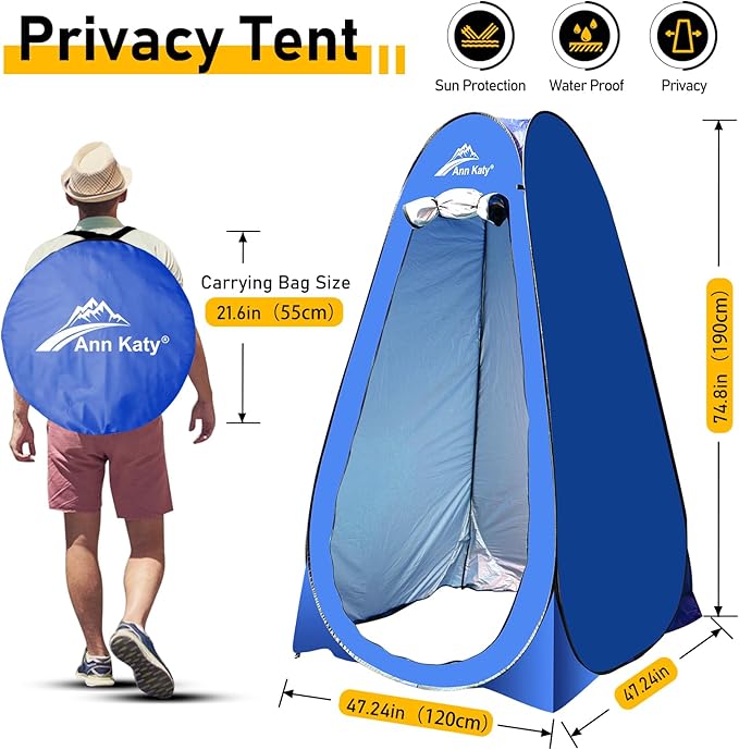 Pop up Privacy Shower Tents for Camping,Portable Dressing Changing Tent,Foldable Outdoor Shower Room,Instant Camp Toilet Tent,Sunshade Rain Shelter for Camping,Hiking,Beach,Dressing,Rv Accessories