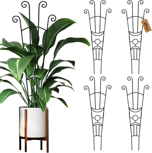 32.6in Plant Trellis for Climbing Plants Indoor, Expandable Large Metal Trellis for Potted Plants, Heavy-Duty Tall Pothos Plant Climber Support for Ivy Pothos Hoya Monstera, 4P