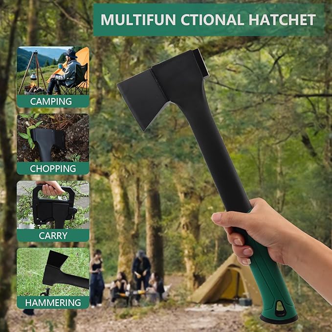 Camping Hatchet 17.6 Inch,Survival Hatchet Tactical for Wood Chopping and Kindling,Hatchet Axewith V Grind Blade, Lightweight Nylon Fiber Handle,for Outdoor Survival, Gardening, Hiking(S)