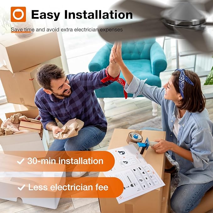 addlon Ceiling Fans with Lights, 32 inch Nickel Ceiling Fan with Light and Remote Control, Reversible, 3CCT, Dimmable, Noiseless, Small Ceiling Fan for Bedroom, Farmhouse, Indoor/Outdoor Use