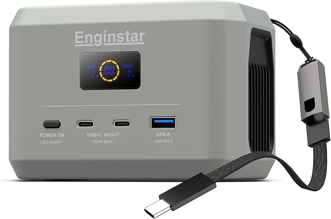 Enginstar Portable Power Station,Outdoor 99Wh LiFePO4 Battery,Solar Generator 100W Two-Way Fast Charging,Power bank for Camping, Traveling, Party and Emergencies