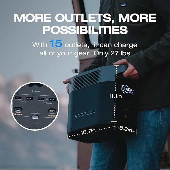 EF ECOFLOW Solar Generator DELTA2 with 220W Solar Panel, LFP(LiFePO4) Battery, Fast Charging, Portable Power Station for Home Backup Power, Camping & RVs