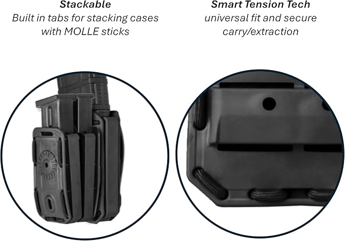 Hero’s Pride MOLLE Handcuff Case - Cover Top Universal Fit Flex Handcuff Pouch for Duty Belts Up to 2.5" Wide - Law Enforcement Handcuff Holder Mounts on Tactical Belt and Vest - Easily Stackable