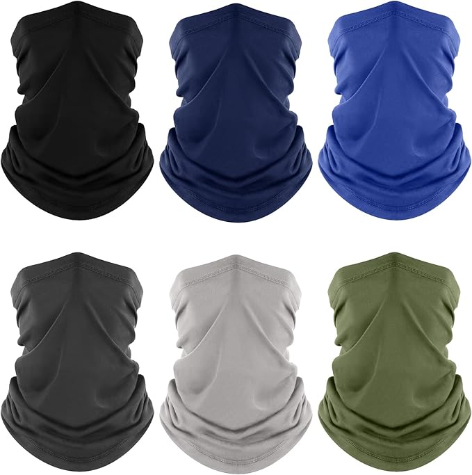 Fuinloth Neck Gaiter, 6 Pack Cooling UV Protection Bandana Buff Face Mask Gator Scarf for Men Women