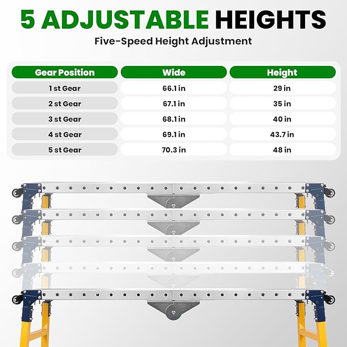 65"x12" Heavy Duty Welding Table with 5-Level Adjustable Height 29-48in, Thick Carbon Steel 1500LB Portable Welding Table, Foldable Workbench with 4 360°Casters for Garage Workshop & Construction