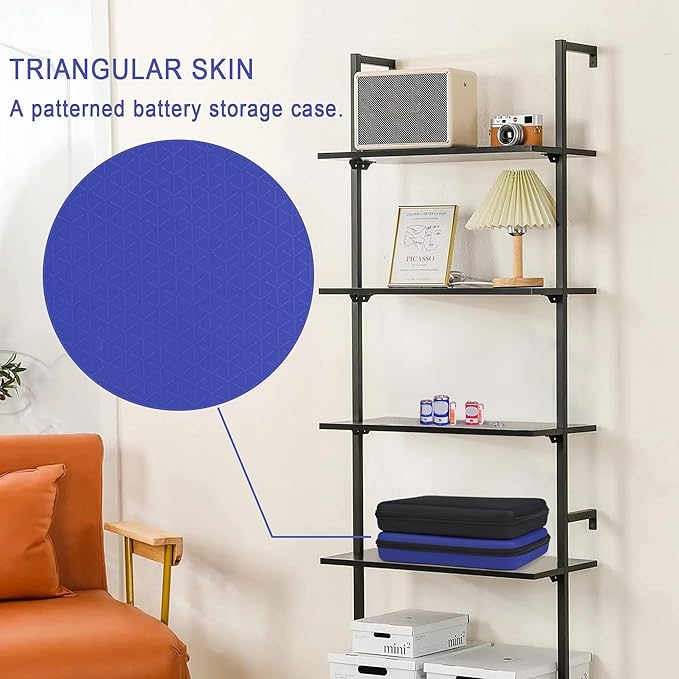 Battery Organizer Storage Case with Tester for AA AAA C D 9V Battery Holder 7 Batteries Variety Pack 111 Batteries Mesh Bag (Batteries Not Included) (black-blue)