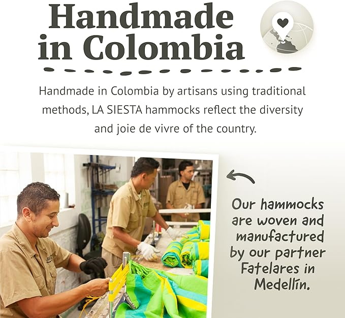 LA SIESTA Brisa Classic Hammock with Suspension Tree Straps, Handmade, Weather-Resistant, Tear-Resistant Hammock for Indoor & Outdoor Relaxation, Size-Double - Vanilla