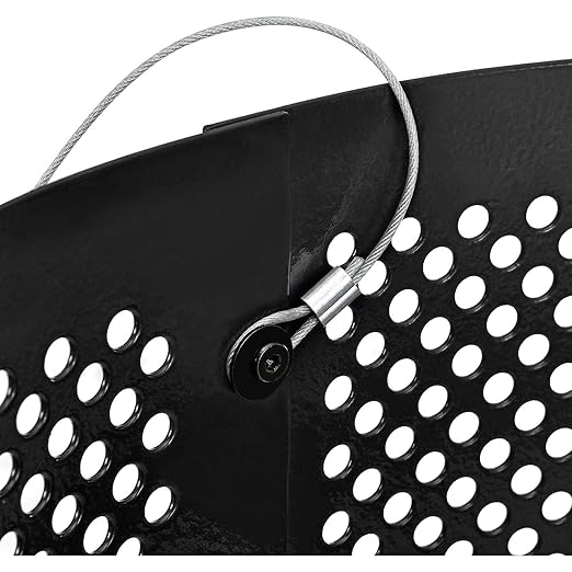 Global Industrial 32 Gallon Outdoor Perforated Steel Round Trash Can with Rain Bonnet Lid, Plastic Liner and Anchor Kit Included, 23-1/2" Diameter x 40-1/2"H, Black