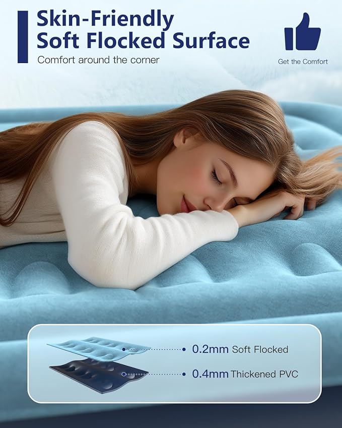 Queen Air Mattress with Built in Pump 16" Blow Up Mattress Raised Air Bed, 3 Mins Quick Self Inflatable with Storage Bag for Guest and Home