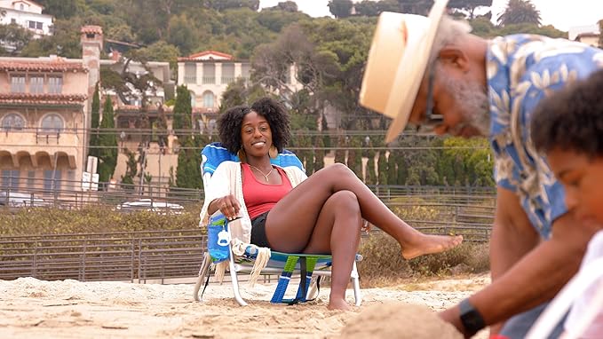 Homevative Backpack Fold-Up Beach Chair, 5 Positions, Towel bar, Cooler, Storage Pouch, Cup Holder and Phone Pocket