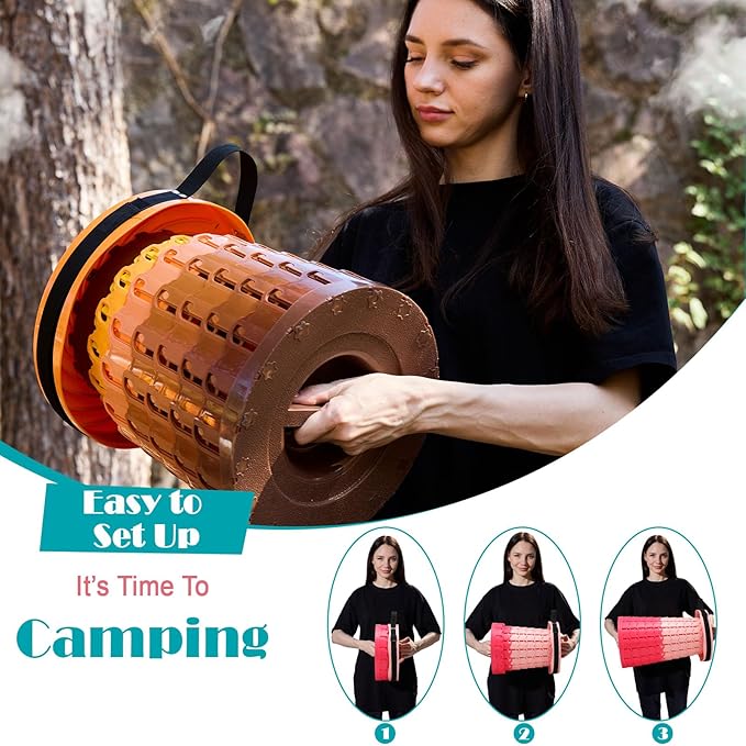 19.7” Heavy Duty Collapsible Stool with Cushion - Portable, Foldable Camping Stool for Adults, Max Capacity 1000lbs (Pink)