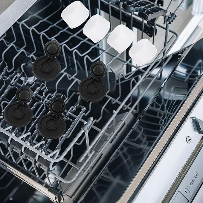 4 Pcs Salt and Pepper Shakers Set Mini Plastic Pepper Shaker with Lid Damp Proof Popcorn Containers Clear Spice Jars Salt Shaker for Travel Camping Picnic Lunch Dining Kitchen (Black, Small)