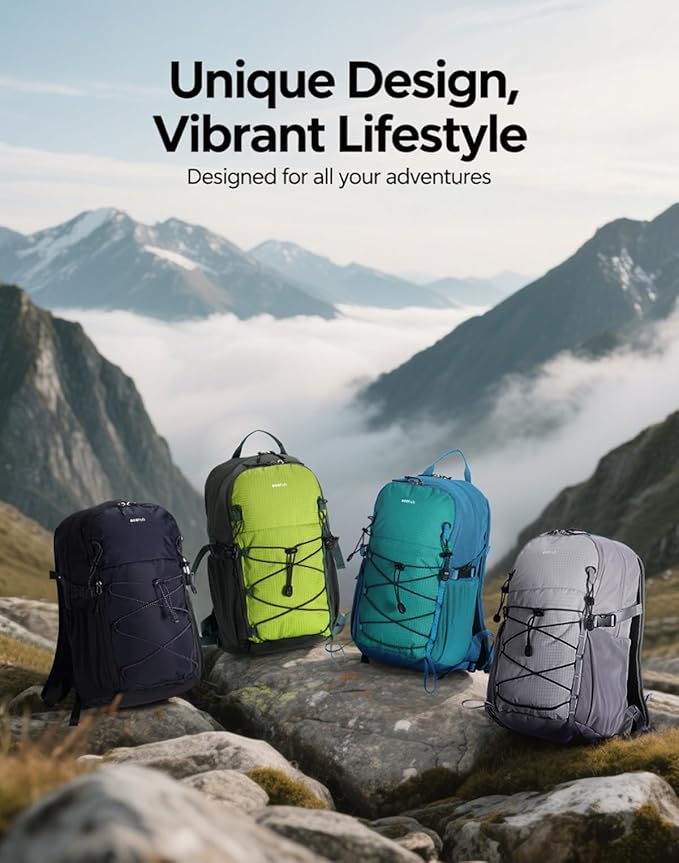 ECOHUB Small Hiking Backpack for Men Women, 20L Lightweight Travel Backpacks Water Resistant Camping Cycling Hiking Daypack