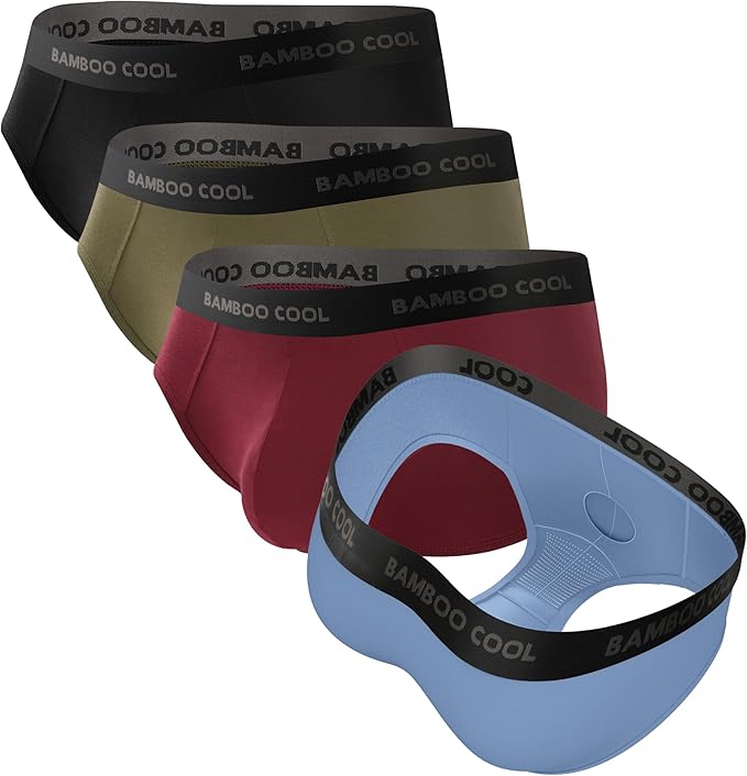 BAMBOO COOL Mens Breathable Soft Underwear Open-fly Classic Briefs, Tag-free