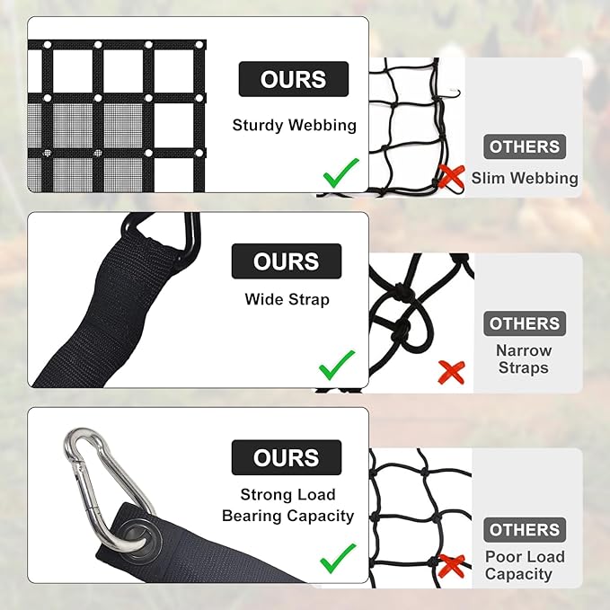 Heavy Duty Truck Bed Cargo Net - 2 Size Options with J Hooks & Reinforced Mesh, Universal Pickup Truck Organizer Secure Transport