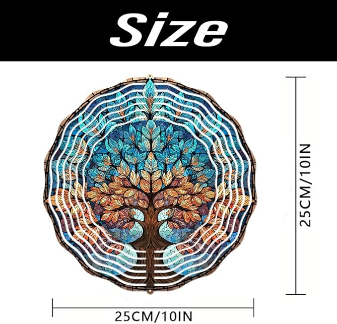 3D Wind Spinner for Garden - 10inch Stainless Steel with Double-Sided UV Printing | High-Resolution Images | Weather-Resistant Outdoor Spinning Decor for Patio, Yard & Gifts (Colorful Tree)