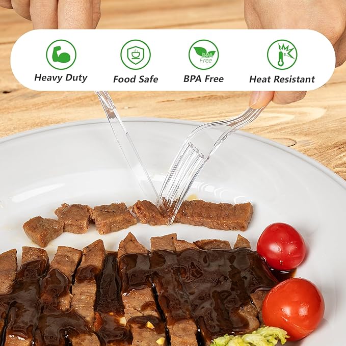 120 Count Plastic Silverware Heavy Duty-50 Forks,50 Spoons,20 Knives,BPA-Free,Disposable Plastic Utensils Set,PlasticCutlery Set,Suitable for Party Everyday Use