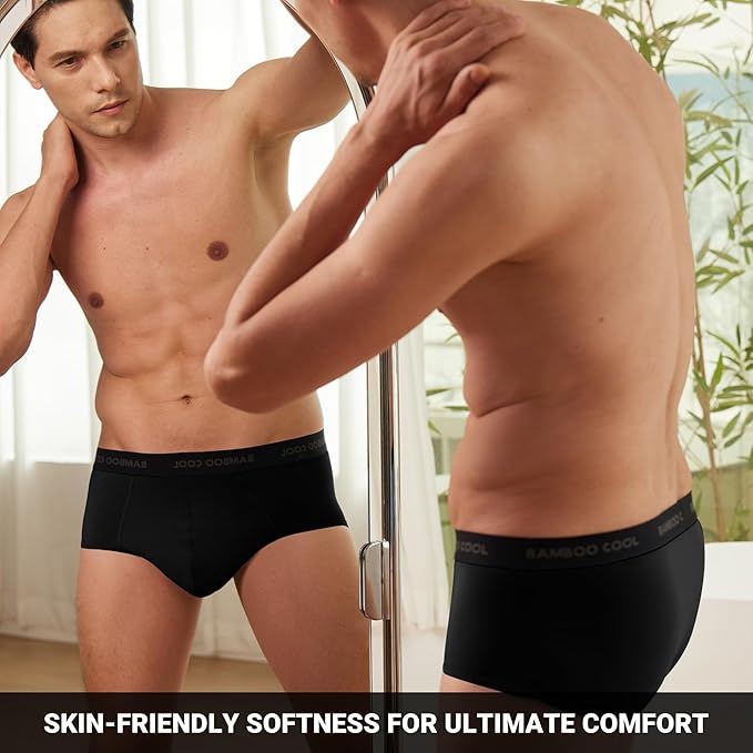 BAMBOO COOL Mens Breathable Soft Underwear Open-fly Classic Briefs, Tag-free