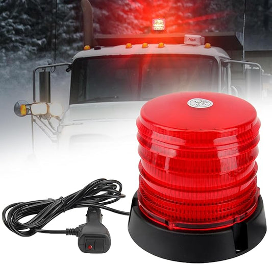 60 LED Strobe Light, 12-24V Warning Emergency Magnetic Beacon Lights for Trucks, Construction Vehicles, UTV ATV, Firefighter, Ambulance and Snow Plow (Red)
