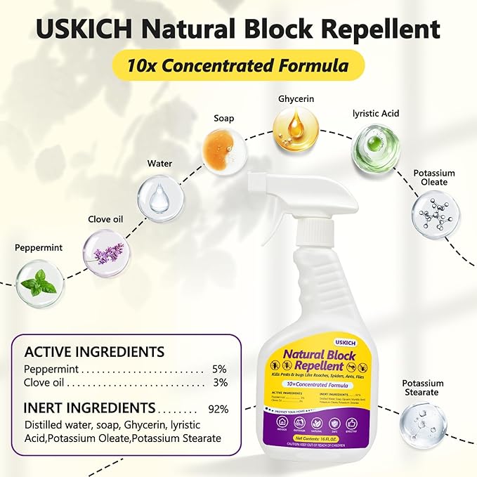 Ant Killer & Bug Spray - 16 oz-Natural Indoor & Outdoor Insect Repellent Spray for Spiders, Ants, Roaches,Cockroach -Fly and Insect Defense, Safe & Extra-Strong Formula,Pest Control