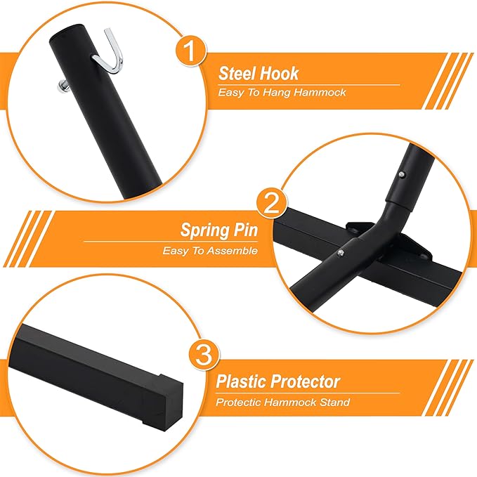 Lazy Daze Quilted Fabric Hammock with 12-Foot Stand, Double 2-Person Hammock with Pillow for Outdoor Outside Patio, Garden, Backyard, 450LB Capacity, Gray Print