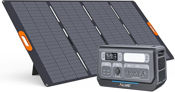 ALLWEI LiFePO4 Portable Power Station 2400W(Surge 4800W) with 1x 400W Solar Panel Included, Fast Charge in 1.5H, 4 AC Outlet, 2048Wh Solar Generator for RV Camping Emergency Outdoor Home Use