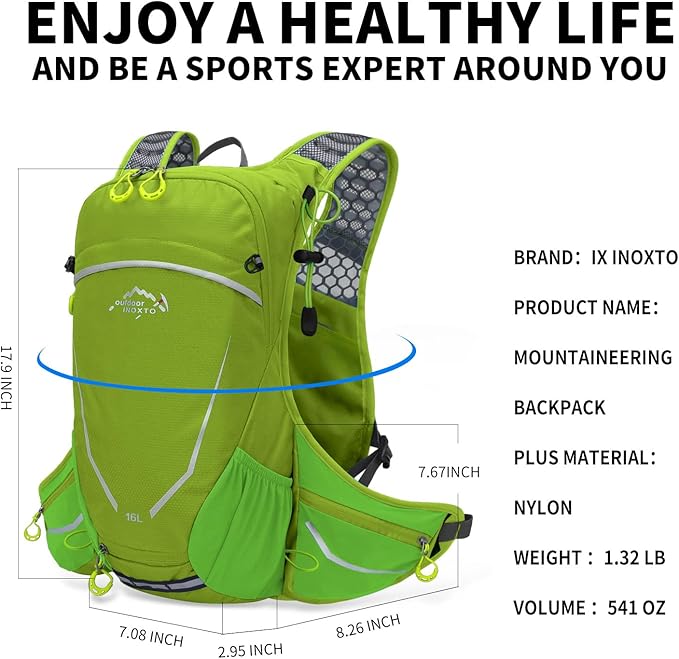 16L Hydration Backpack with Free 2-Liter Water Bladder,The Lightweight Hydration Pack for Cycling, Hiking, Skiing