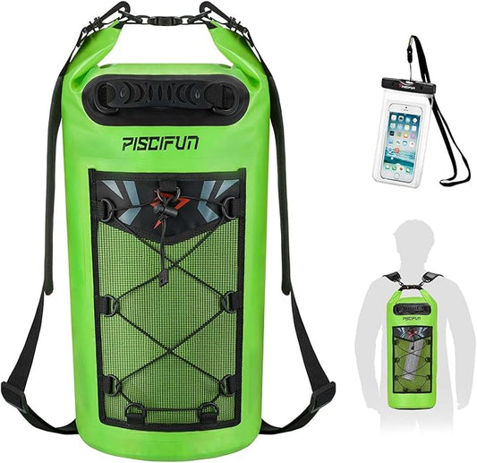 Piscifun Dry Bag, Waterproof Floating Backpack 5L/10L/20L/30L/40L with Waterproof Phone Case for Boating, Kayaking, Fishing