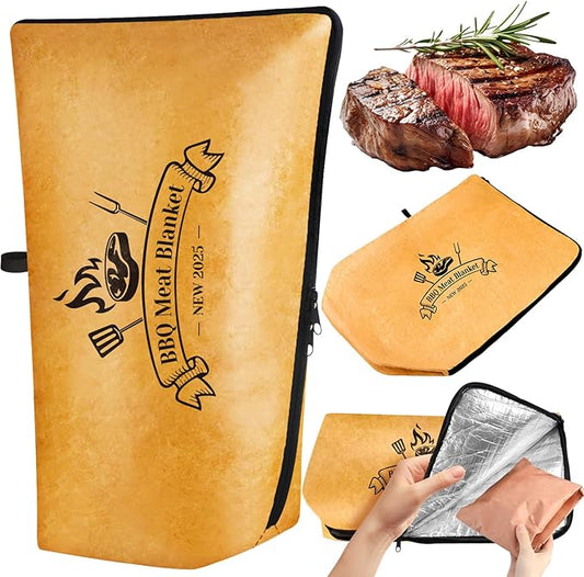 BBQ Blanket for Resting Meat 21 in Reusable Insulated Smoker Grilling Meat Resting Bag with Dual Zippers, Wide Mouth Design for Large Briskets/Pork Shoulders/Turkeys, Grill Gifts