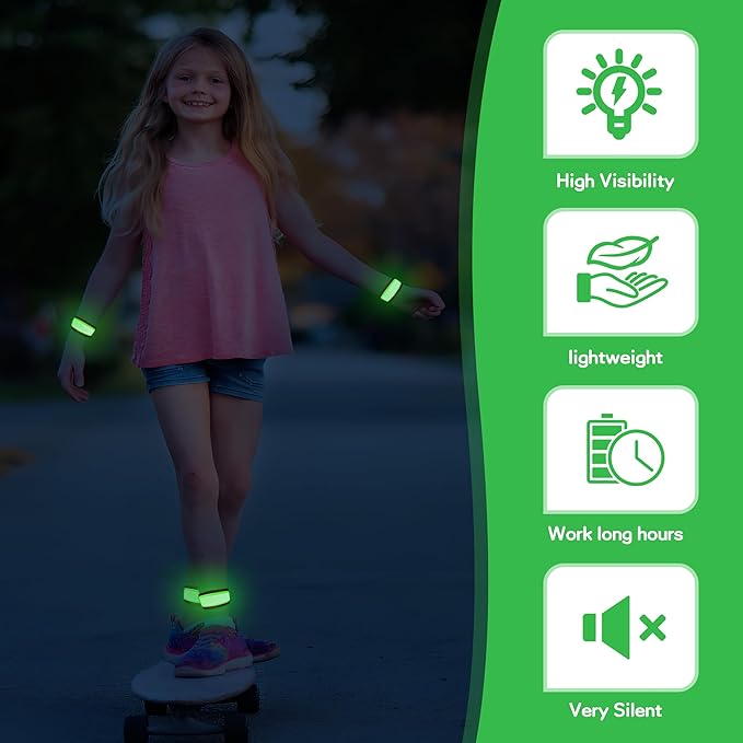 6 PCS LED Reflective Gear, LED Wristbands, LED Light Up Wristbands for Walking, Running, Jogging, Concerts, Sports, Camping, Sporting Events, Party, Rave Accessories