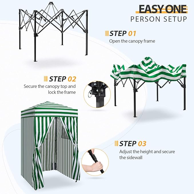 EAGLE PEAK Flex Ultra Compact 4x4 Pop-up Canopy, Sun Shelter, Changing Room, Portable Privacy Canopy Cabana for Pool, Fashion Photoshoots, or Camping, Green/White