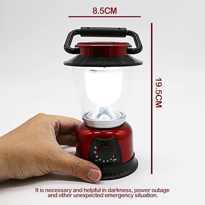LED Lantern Variable Power Retro Battery Powered Camping Light, COB High Brightness Dimmable Camping Lamp for Hiking, Fishing, Repairing and Emergency Lighting (Red-2 Pack)