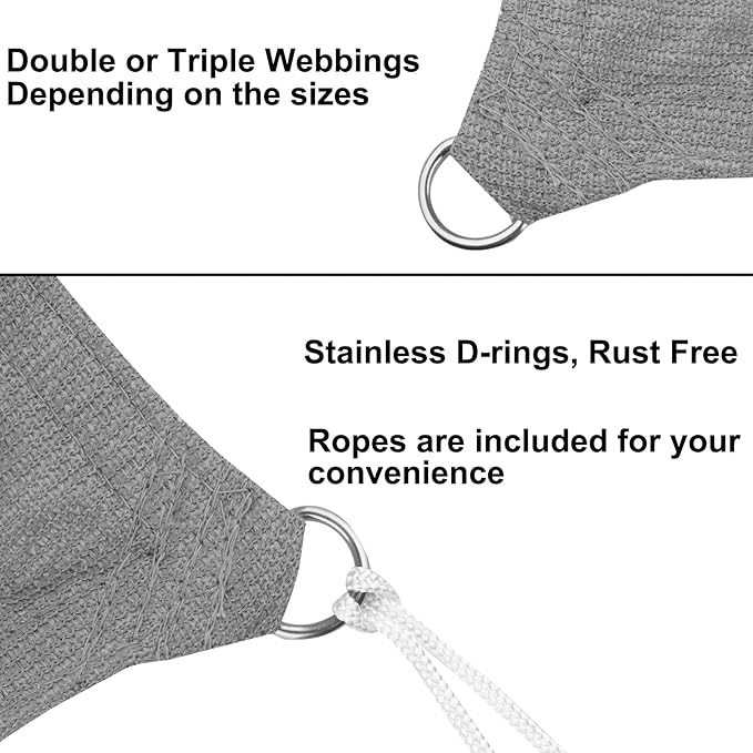 11' x 18' Grey Outdoor Sun Shade Sail Canopy ??UV Resistant Permeable Awning Fabric for Patio, Garden, Backyard, Pergola, Carport, Lawn Shelter Cover