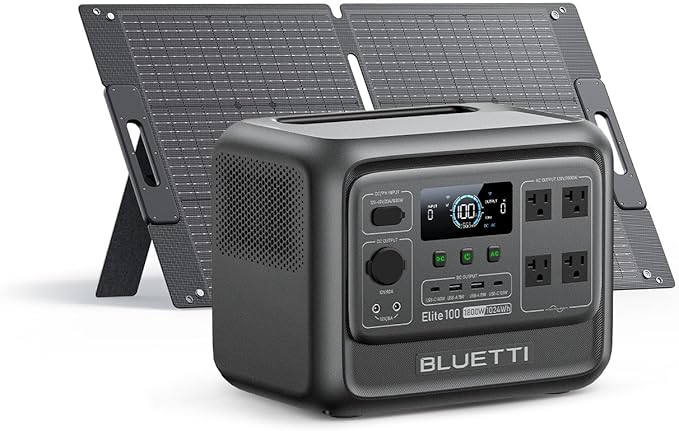 BLUETTI Elite 100 V2 Portable Power Station with 100W Solar Panel (ships separately), 1024Wh Solar Generator w/ 4 1800W AC Outlets, for Camping, Emergencies, Backup Power (2025 New)