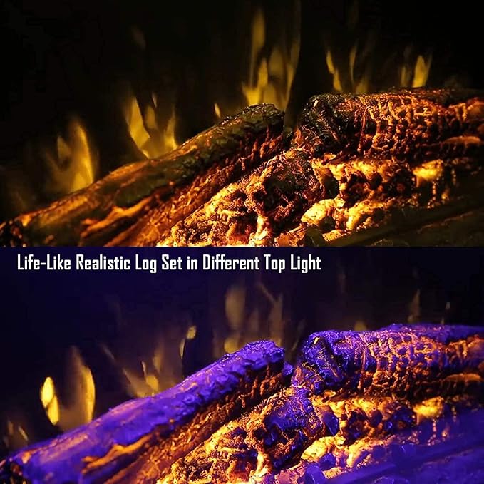 36'' Electric Fireplace Insert, Retro Recessed Fireplace Heater with Fire Cracking Sound, Remote Control & Timer, 750/1500W, Black