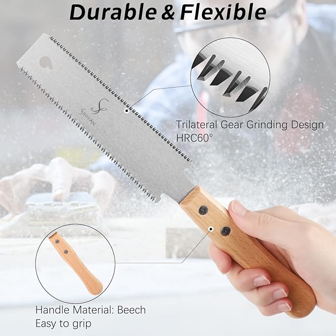 Japanese Hand Saw Woodworking Tools, SS SHOVAN Double Edged 11/17 TPI Flush Cut Saw, Wooden Handle Pull Saw Small Handsaw for Fine Cutting Wood
