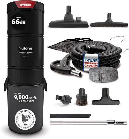Broan-nutone 700 Air watts Central Vacuum System and Deluxe Multi-Surface Tool Set for Cleaning Floors, Anti-Vibration, Powerful Suction