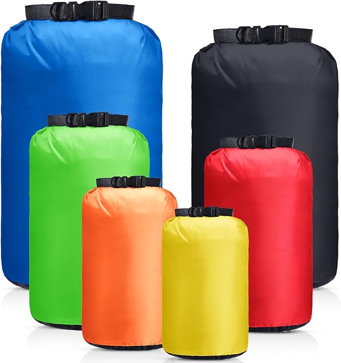 6 Pcs Waterproof Dry Bag Sack Lightweight Outdoor Dry Bags 35 L, 20 L, 15 L, 10 L, 5 L, 3 L Waterproof Boat Bag for Kayaking, Backpacking, Hiking, Camping Rafting(Bright Color)