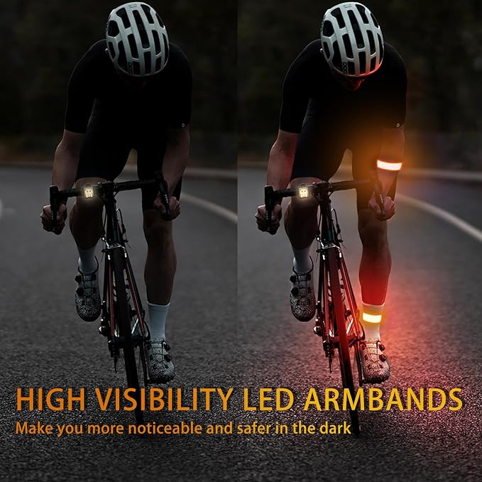 2 Pack LED Armband - Rechargeable Running Lights with Reflective Gear, High Visibility LED Wristband Lights
