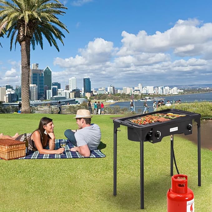 ROVSUN 2/3 Burner Outdoor Propane Gas Stove High Pressure Stand Cooker for Backyard Cooking Camping Home Brewing Canning Turkey Frying, 20 PSI CSA Listed Regulator