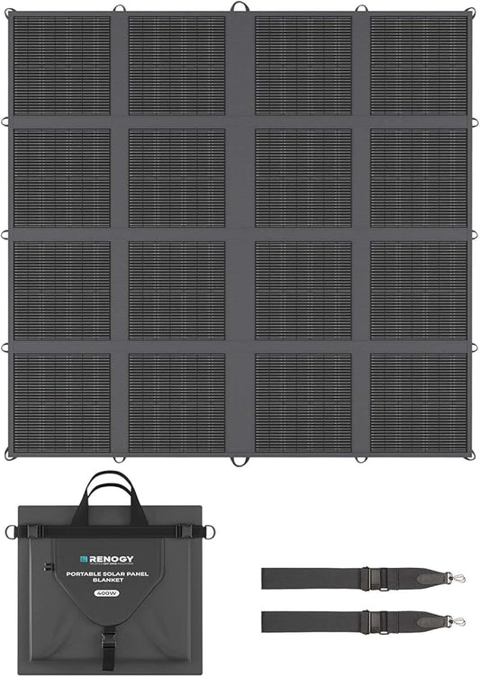 Renogy 400 Watt Solar Panel Blanket, N-Type Portable Foldable Solar Panels 25% High Efficiency, Lightweight 16-Fold Space-Save, Fast Setup for Camping, RV, SUV, Pickup Truck, Marine, Off-Grid Outdoor