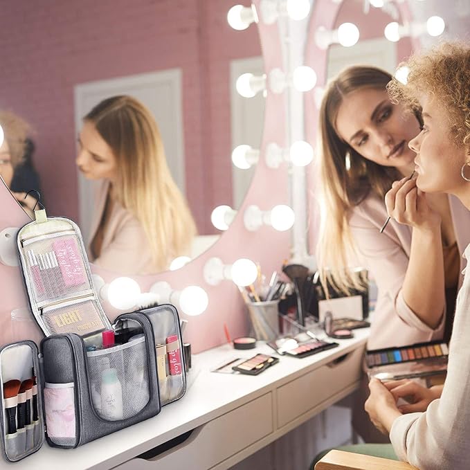 Hanging Toiletry Bag Extra Large Capacity | Premium Travel Organizer Bags For Men And Women | Durable Waterproof Nylon Bathroom, Shower, Makeup Bag For Toiletries, Cosmetics, Brushes